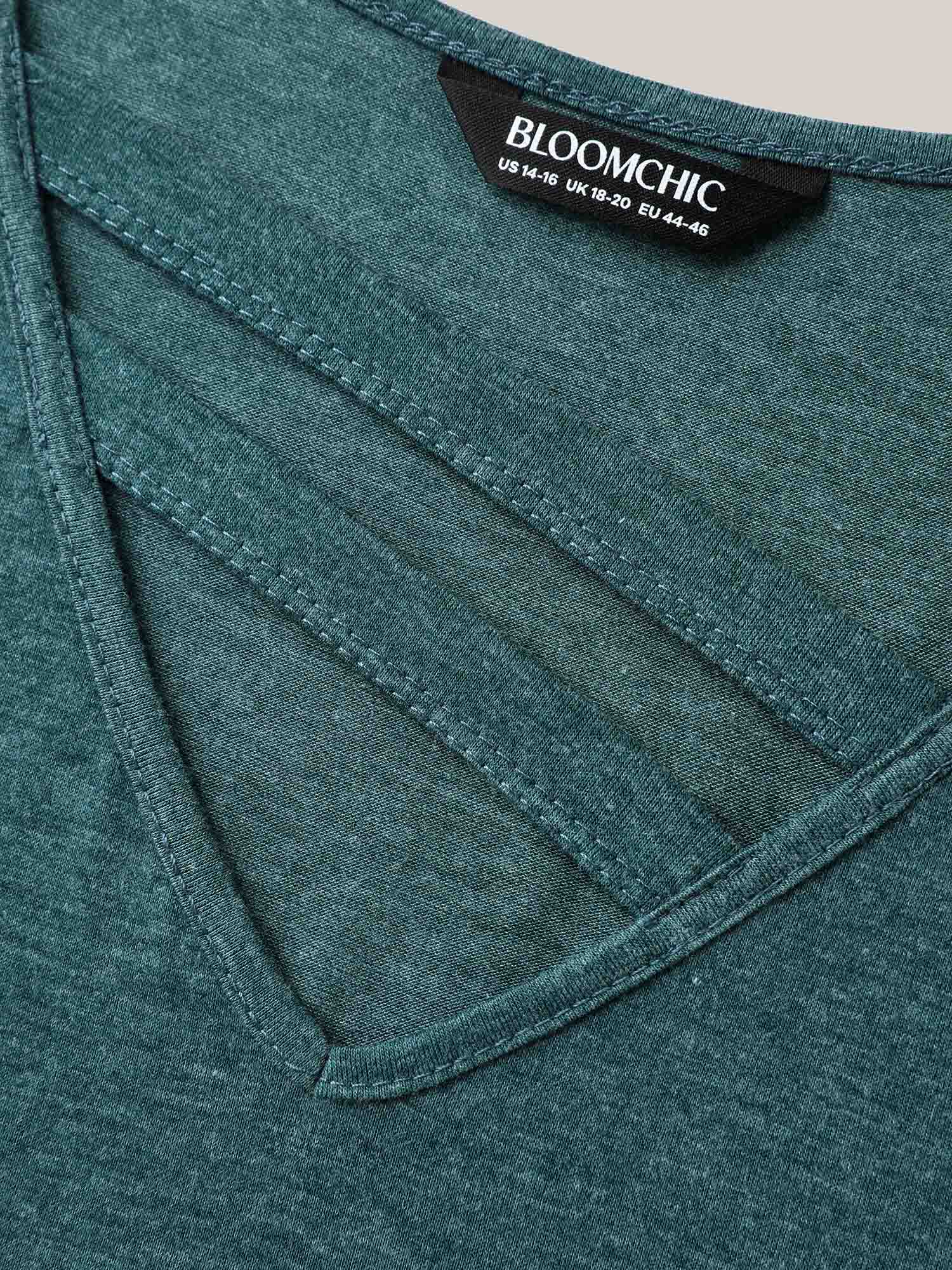 Heather Stretchy Neck Cut-Out T-Shirt