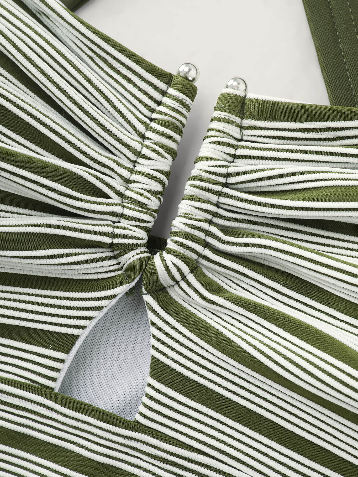 Striped Print Cut-Out Swim Top