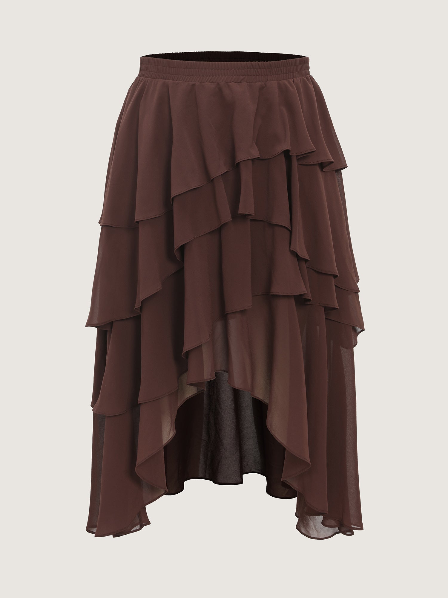 Ruffled Tiered Flowy Asymmetrical Maxi Skirt
