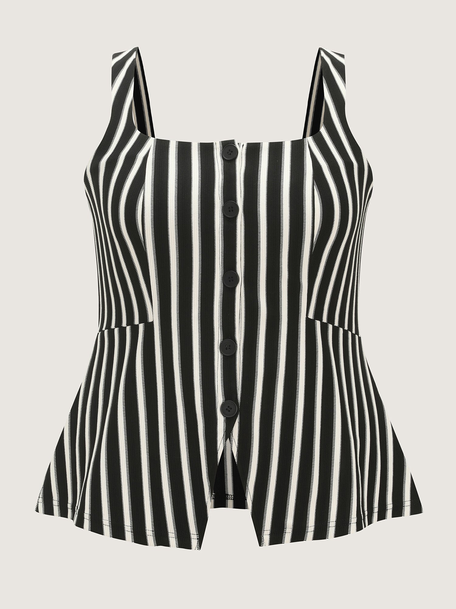 Stretchy Striped Print Square Neckline Tank Top