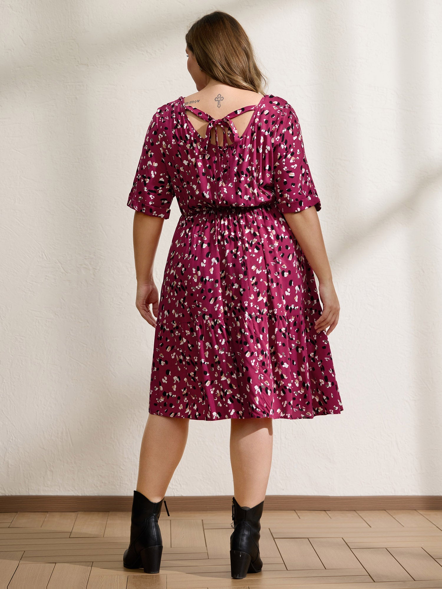 Leopard Print Backless Tie Pockets Mini Dress