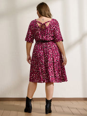 Leopard Print Backless Tie Pockets Mini Dress