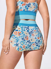Floral Print Color Contrast Bikini Bottoms