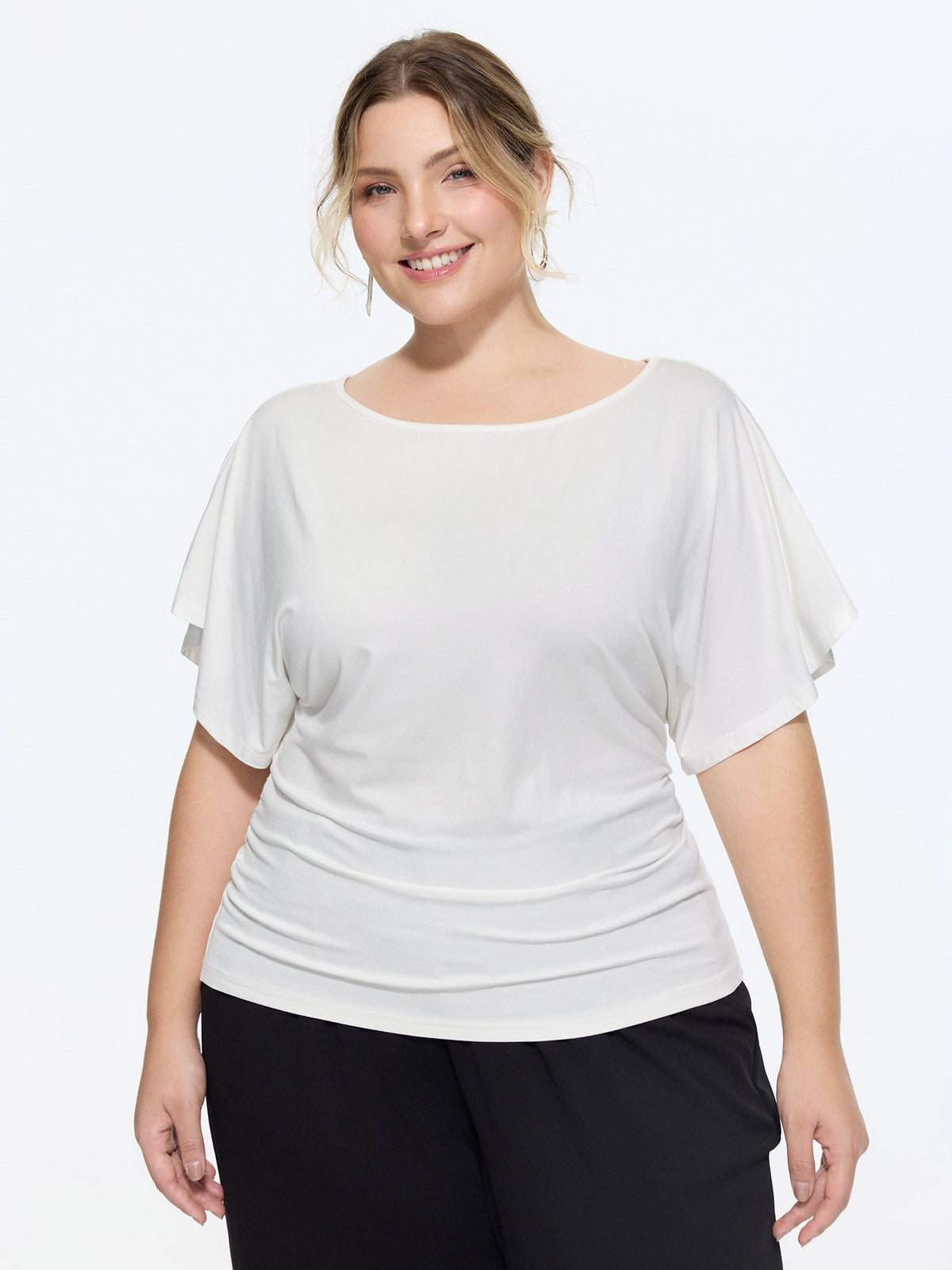 Ruched Adjustable Waist-Tie T-Shirt