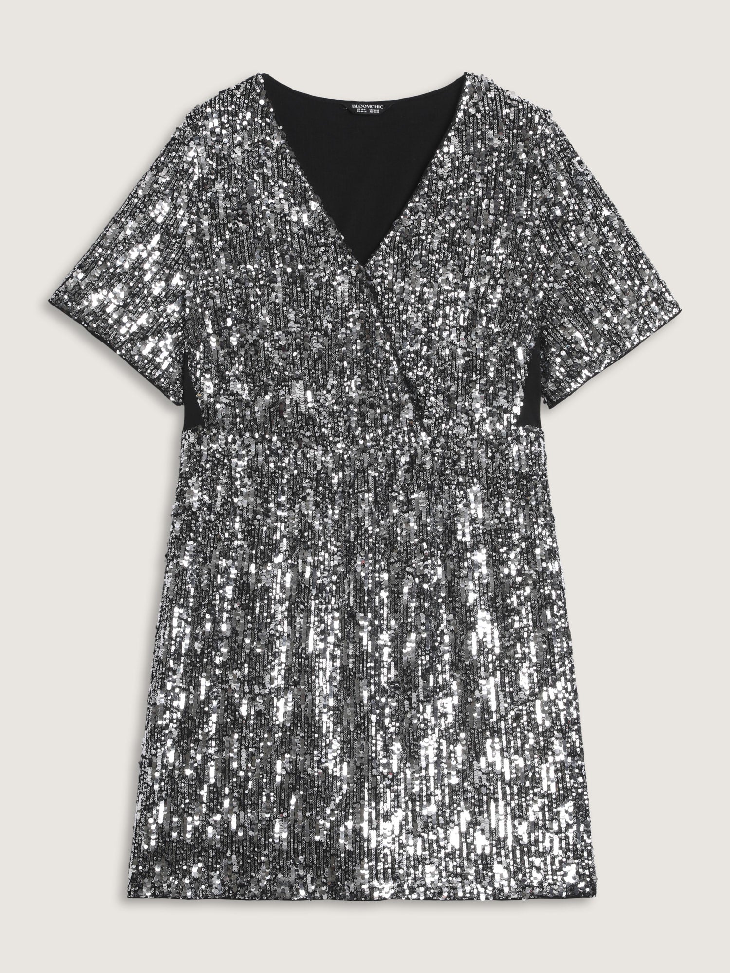 Sparkly Sequin V-Neck Cinched-Waist Mini Dress