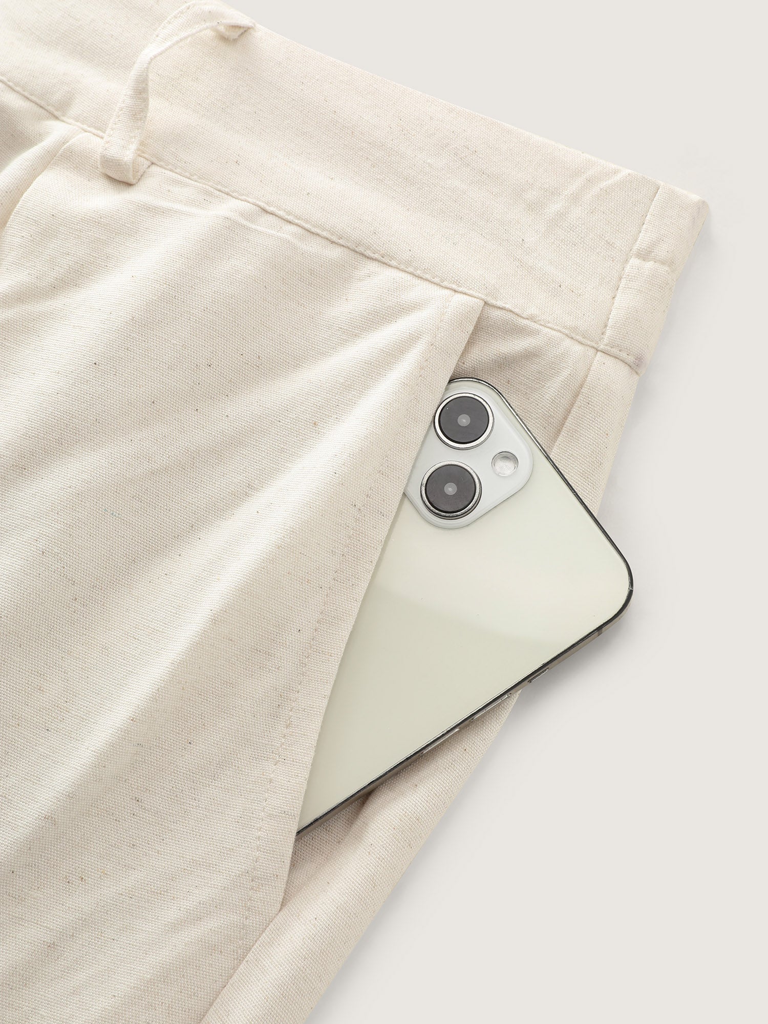 Cotton Linen Blend Wide-Leg Pants