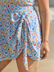 Fun Fruit Print Knotted Hem Swim Dress