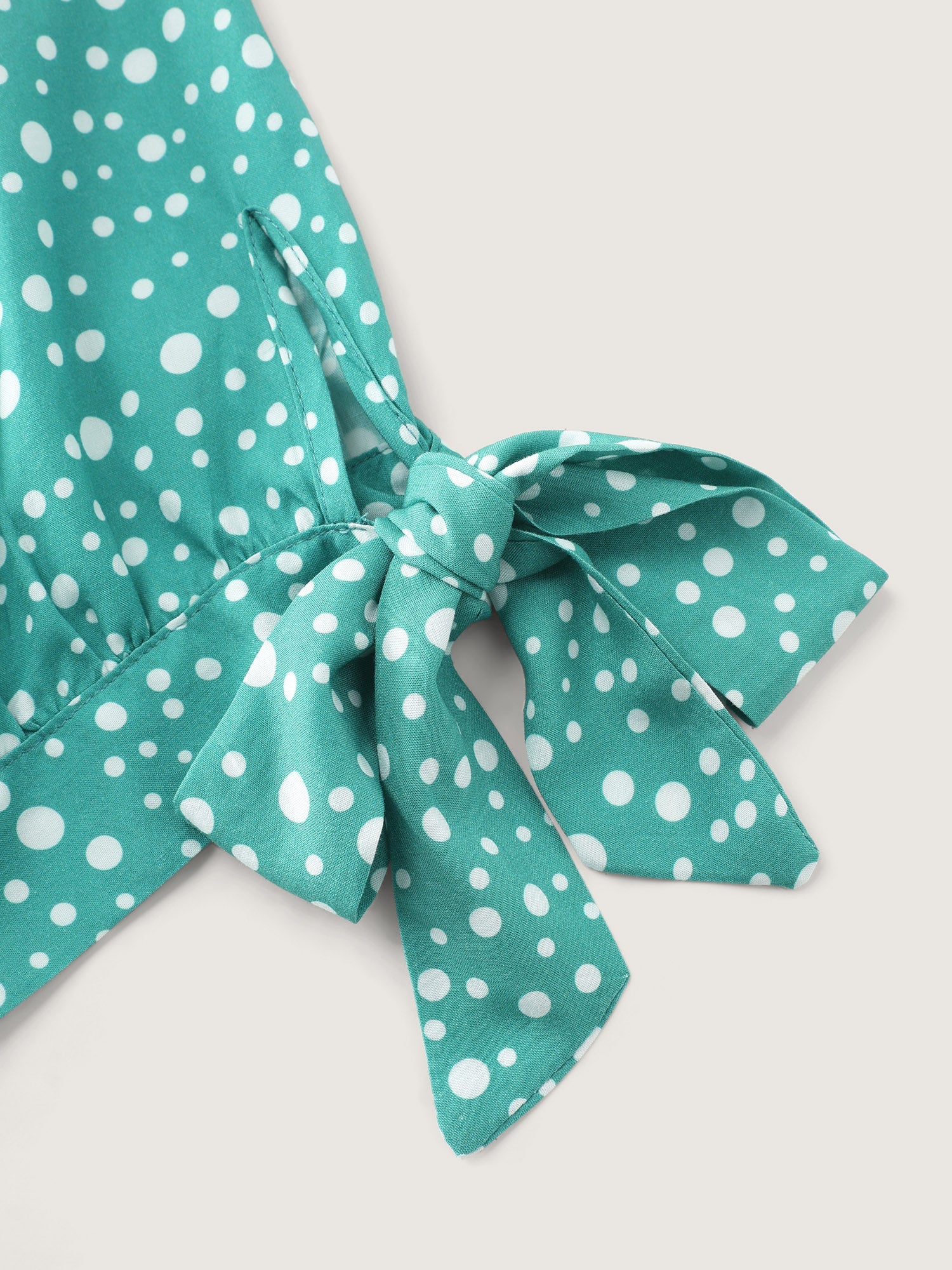 Polka Dot Sleeve Ties Midi Dress