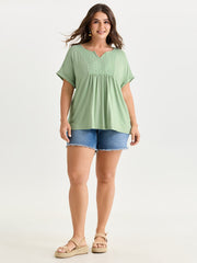 Textured Cut Out V-Neck T-Shirt
