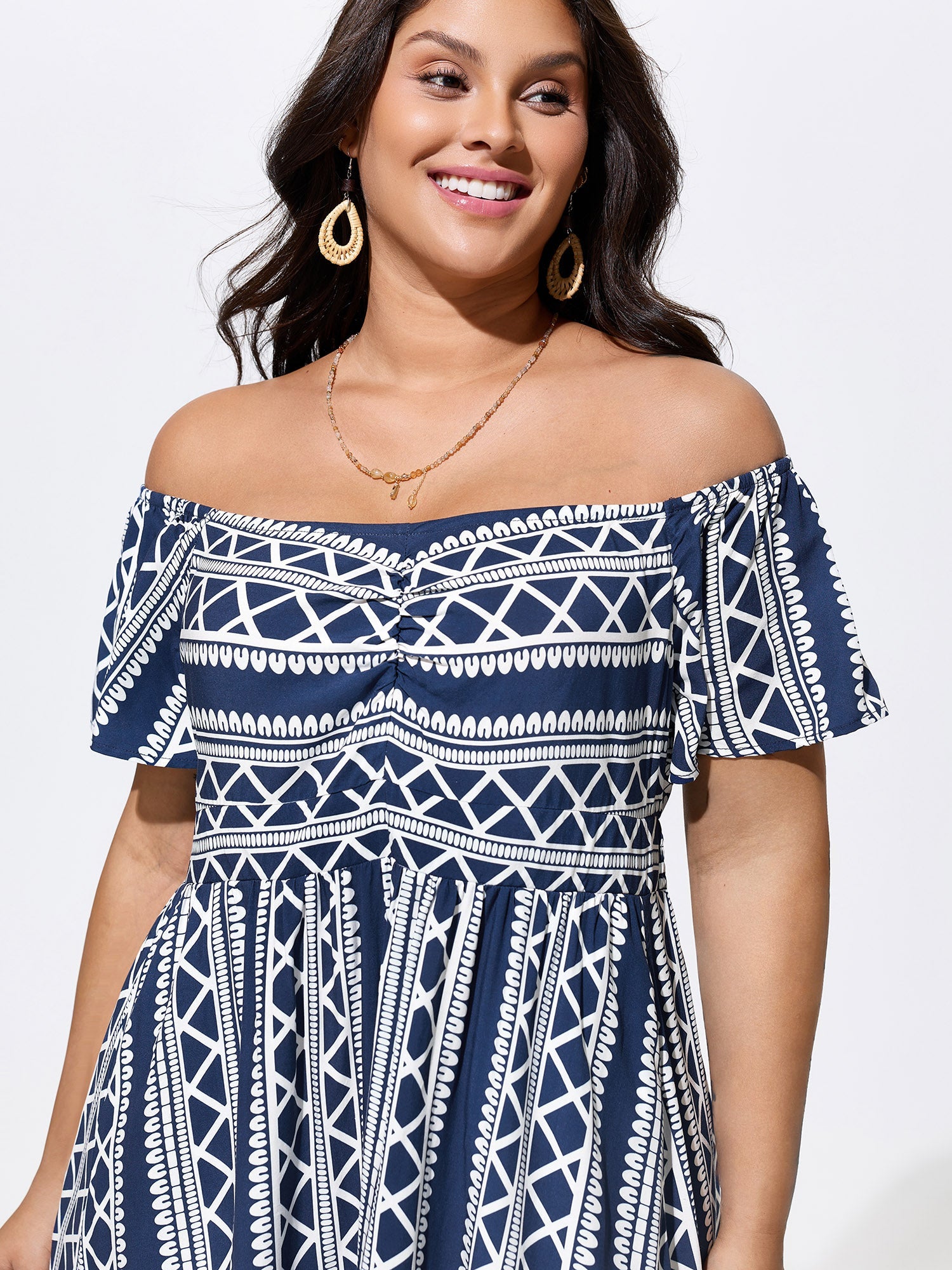 Boho Floral Print Cold-Shoulder Maxi Dress