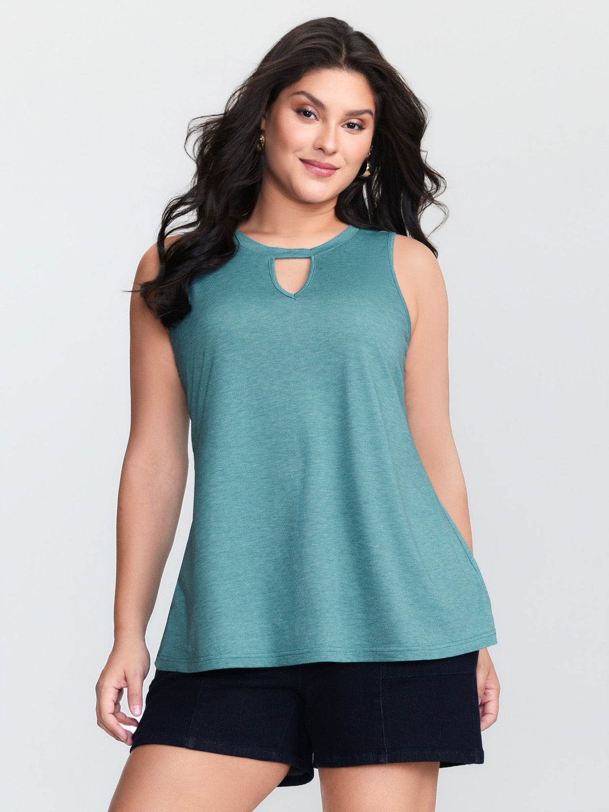 Supersoft Keyhole Neckline Plain Tank Top