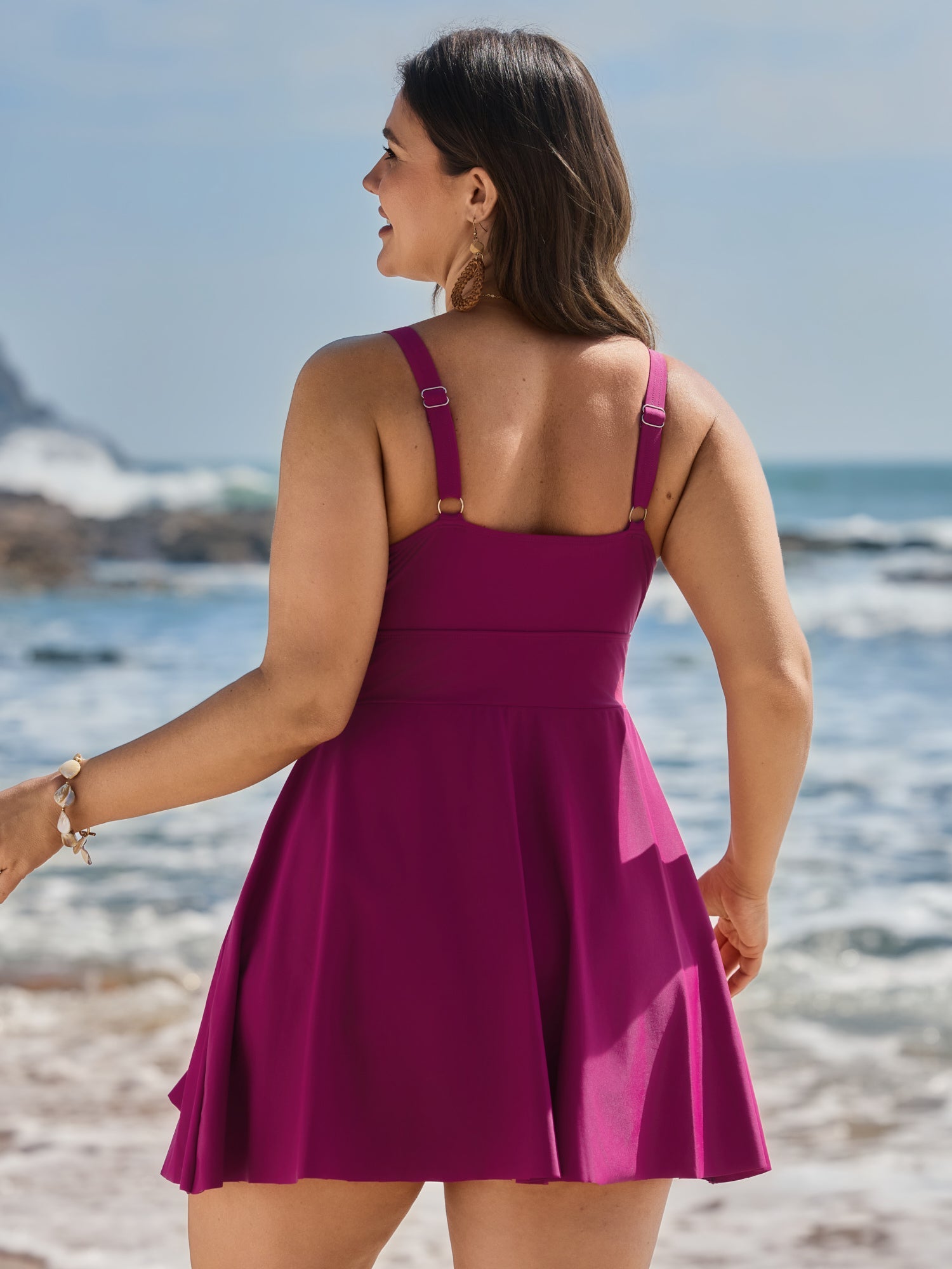 Anti-Float Tie Surplice Neckline Swim Dress