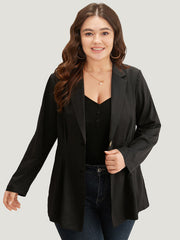 Suit Collar Button Up Plicated Detail Blazer