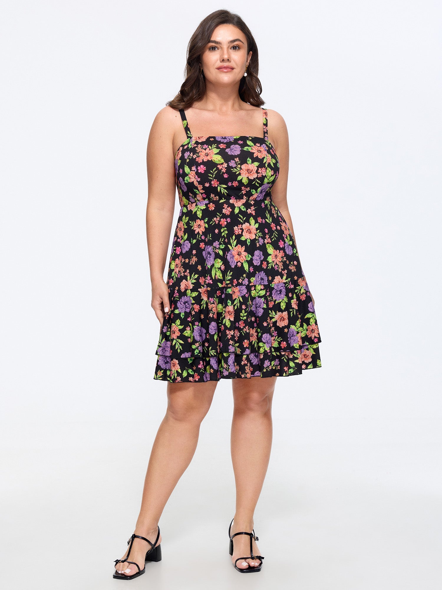 Stretchy Floral Print Sleeveless Mini Dress
