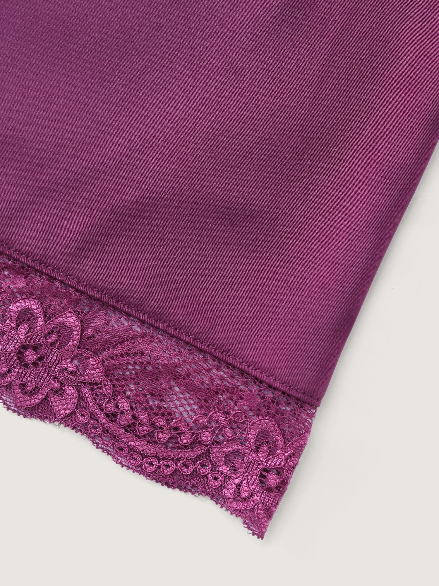 Satin Sheer Lace Surplice Neckline Nightgown