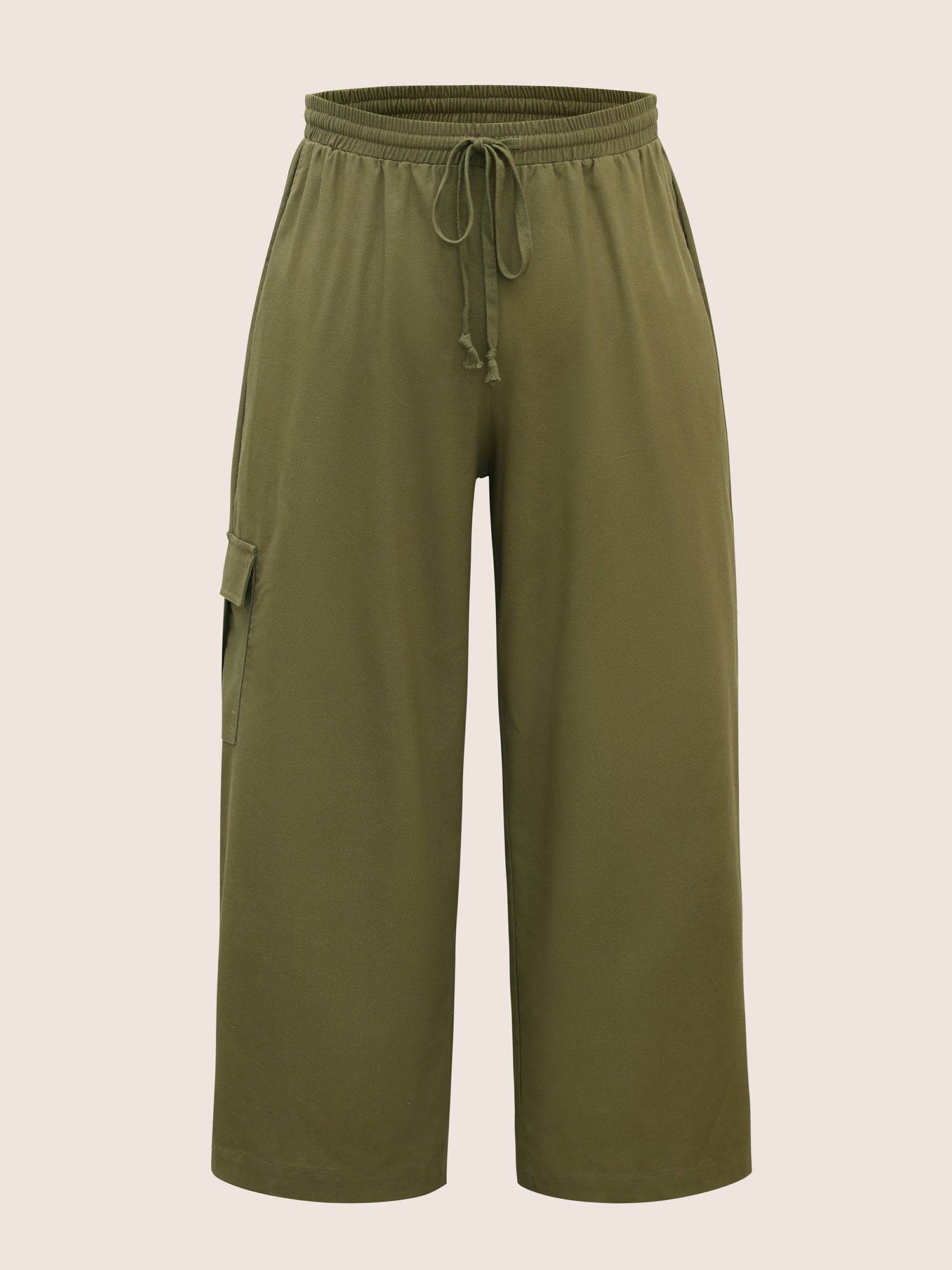 Linen Blend Wide Leg Cargo Pants