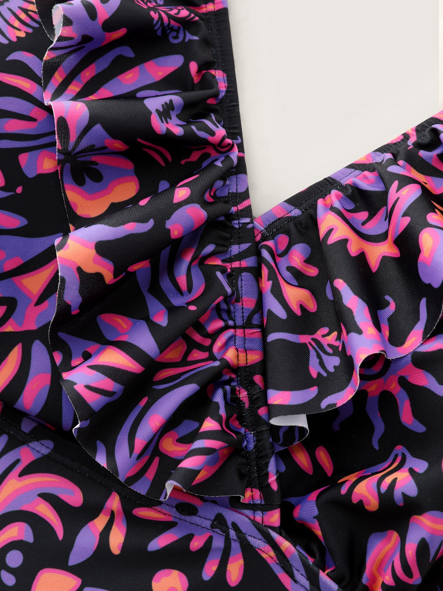 Tropical Floral Print Pockets Swim Romper