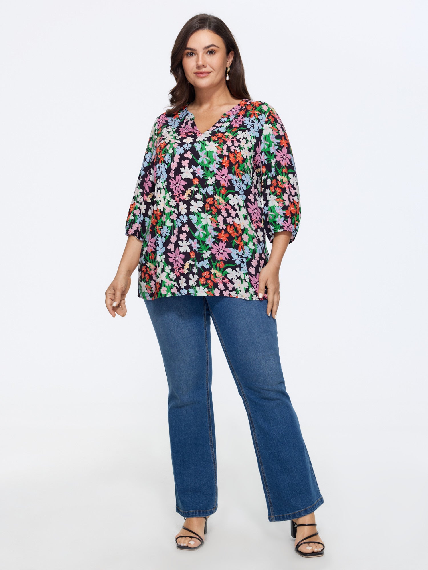 Floral Print Notched Collar Shirt
