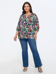 Floral Print Notched Collar Shirt