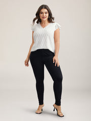 Textured Flutter Sleeve V-Neck Top