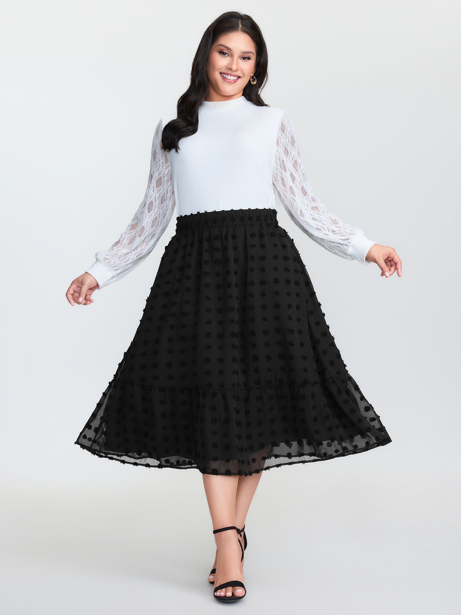 Chiffon Textured Stretchy Waist Maxi Skirt