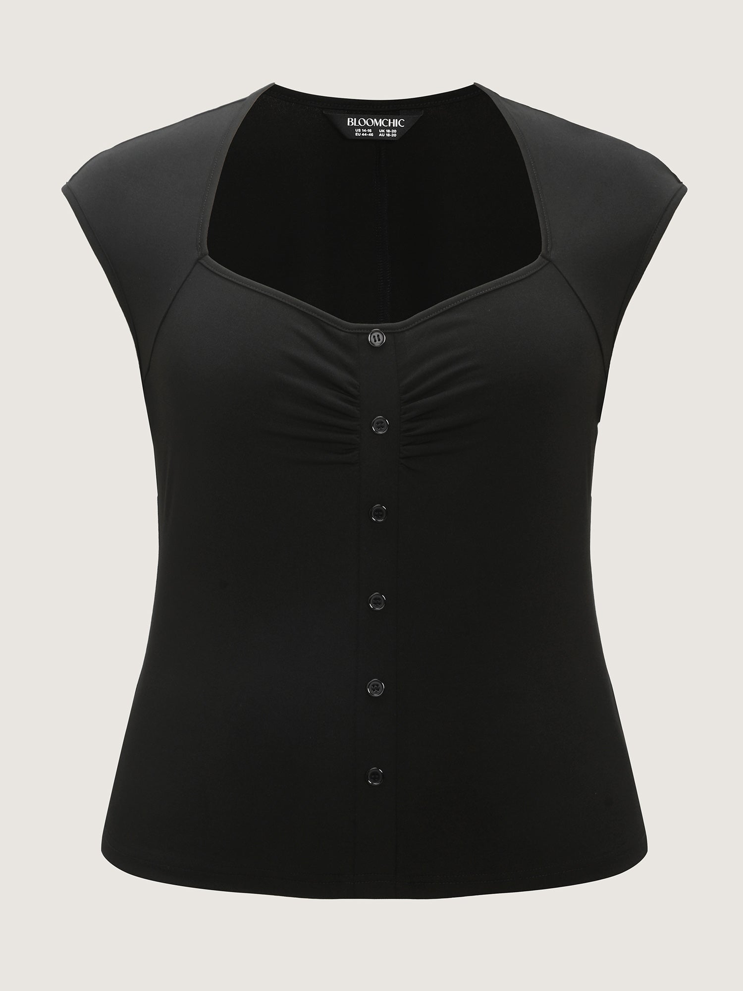 Stretchy Ruched Sweetheart Neckline Knit Top