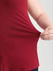 Elastic Button Detail Fitted Tank Top