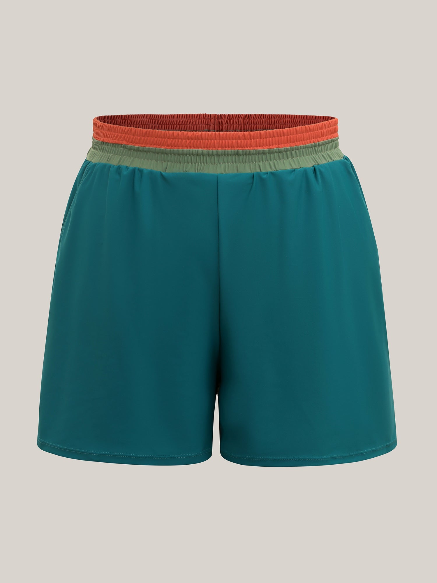 Colorful Waistband Pockets Swim Bottoms