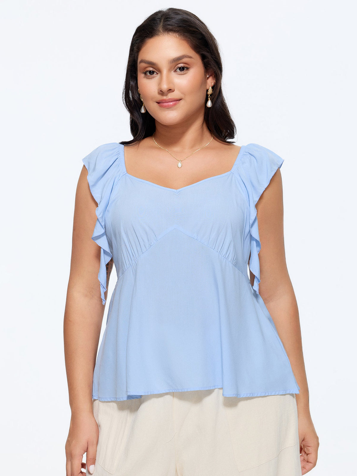 Shirred Back Fit And Flare Blouse