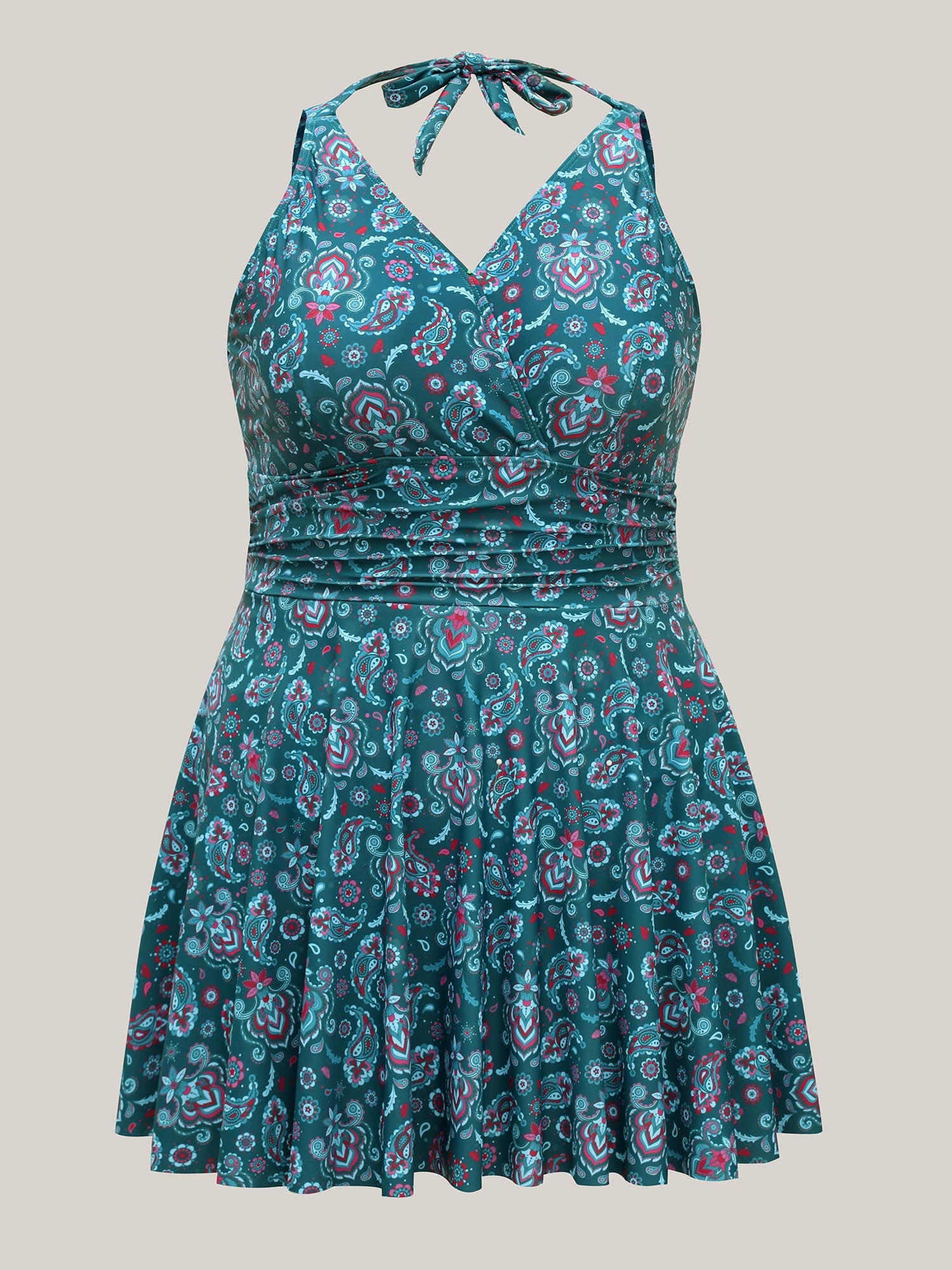 Paisley Print Anti Float Tie One-Piece Swimsuit