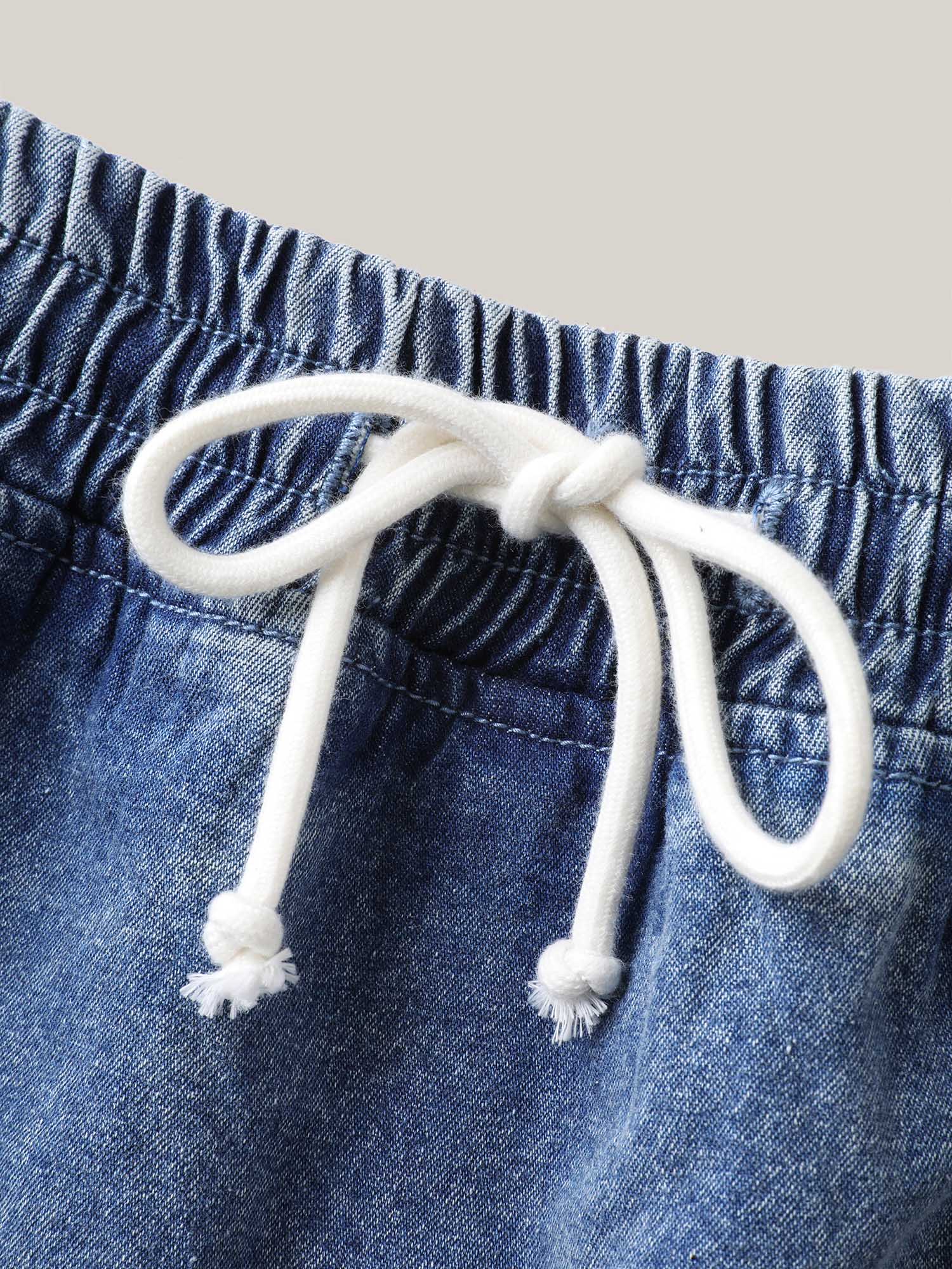 Pull-On Elastic Waist Denim Skort