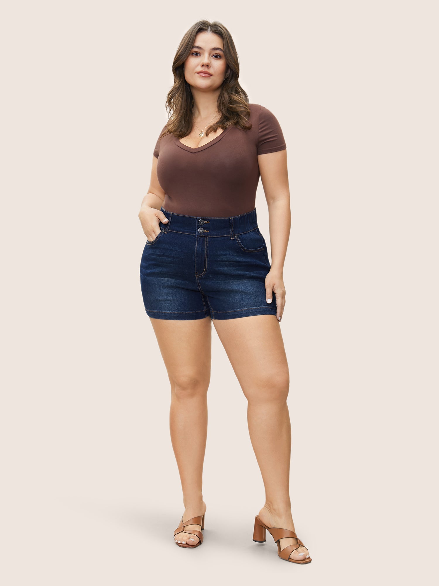Classic Skinny-Fit High Rise Denim Shorts