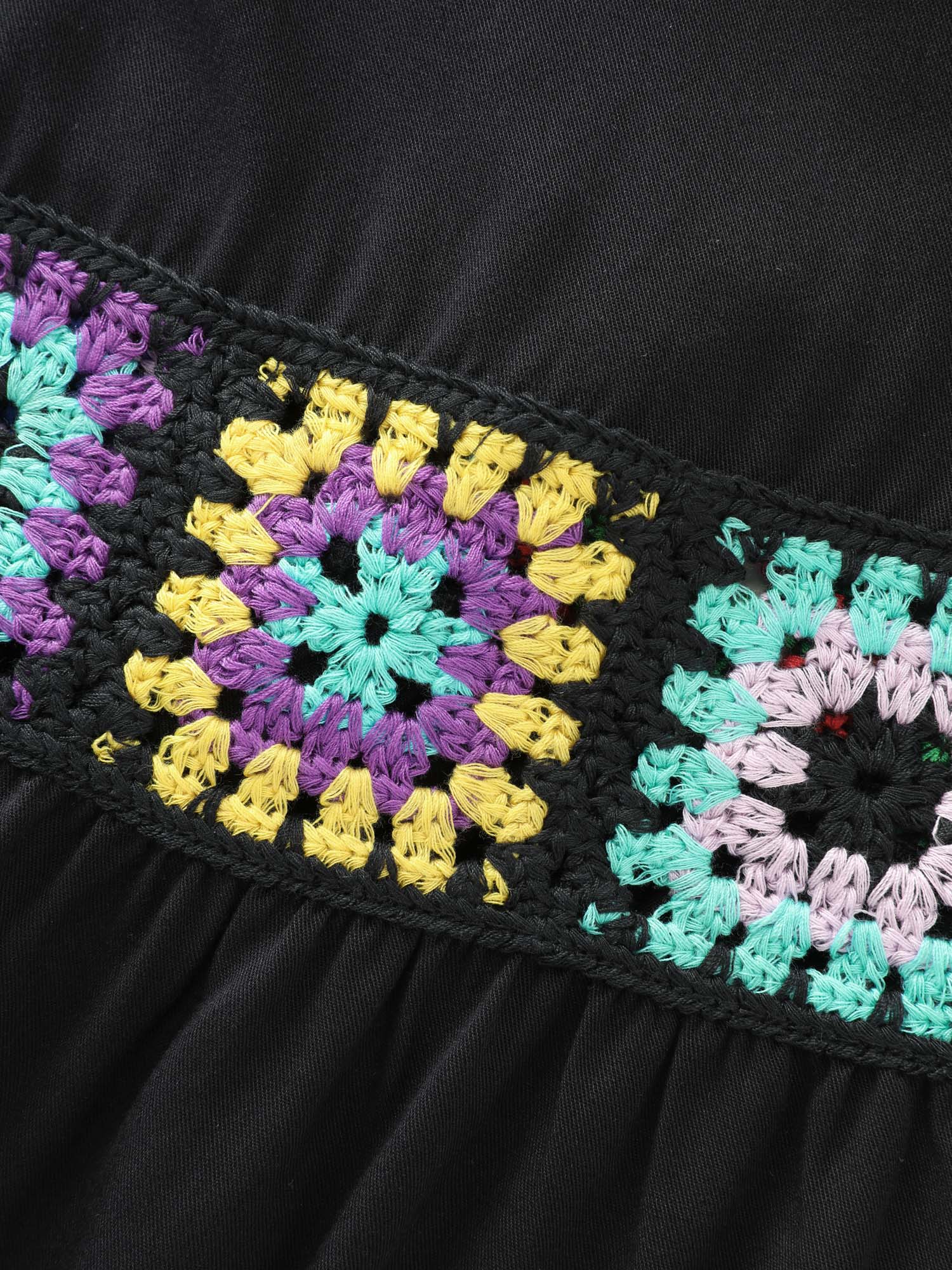 Colorful Crochet Floral Flared Pants