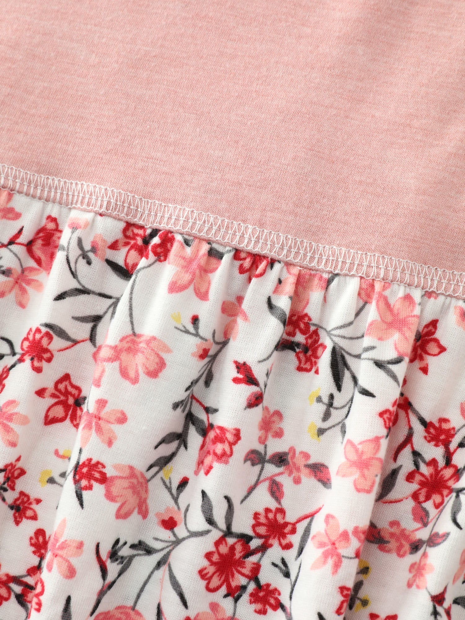 Floral Print Color Contrast Placket T-Shirt