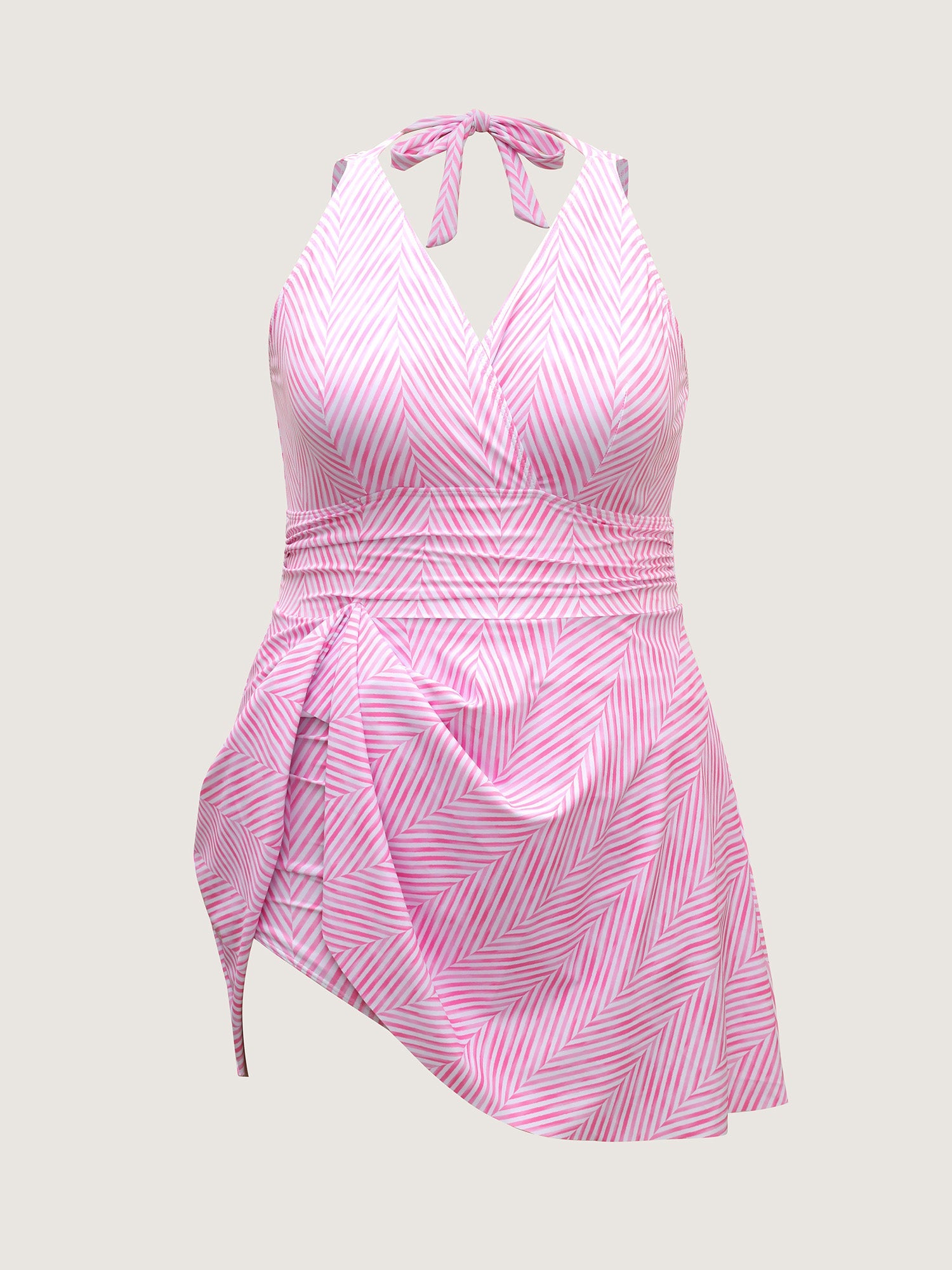 Anti-Float Ties Stripes Swim Dress