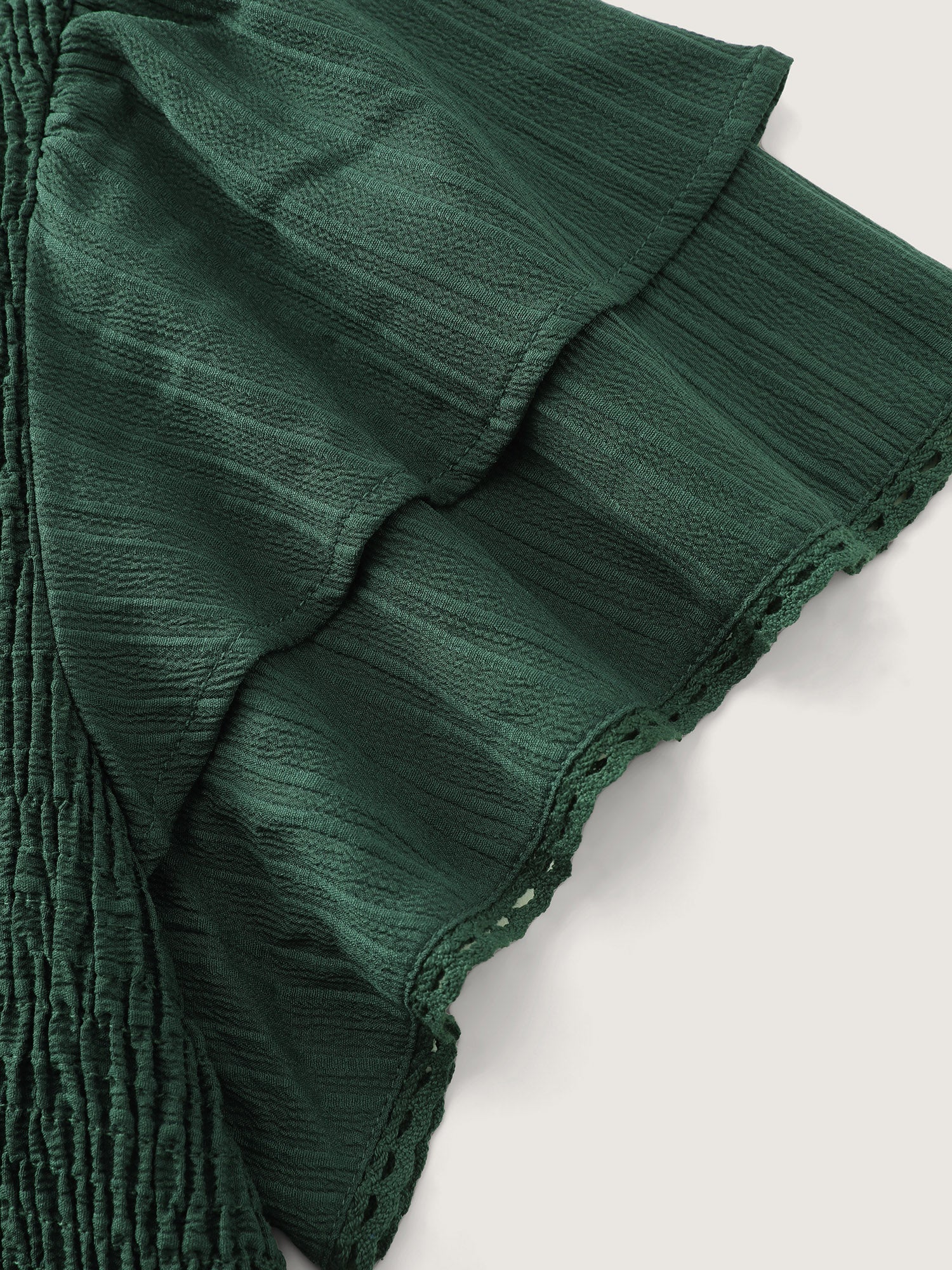 Textured Shirred Bust-Friendly Tiered Maxi Dress