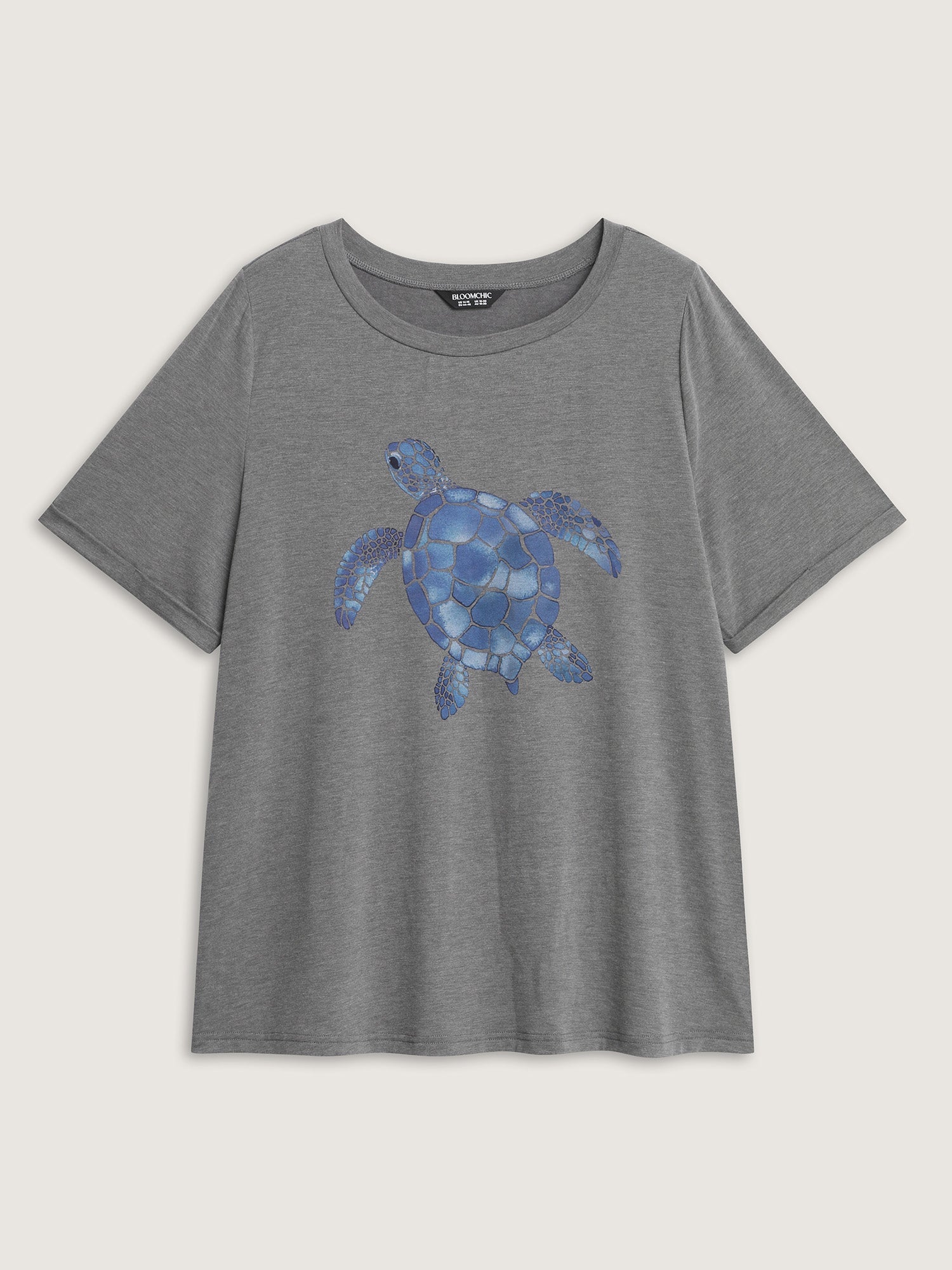 Supersoft Turtle Print Plain T-Shirt