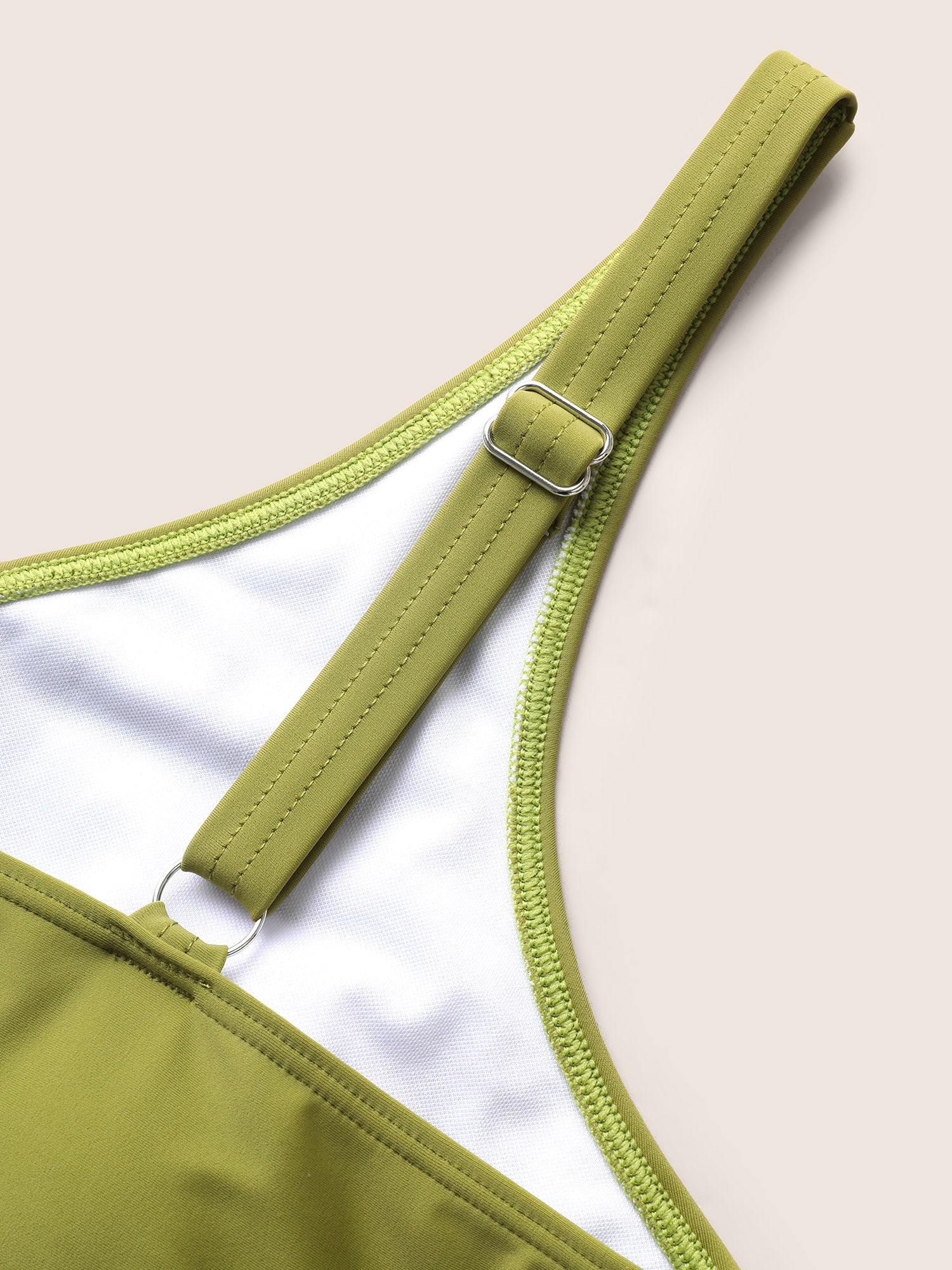 Plain Gathered Asymmetrical Hem Swim Top