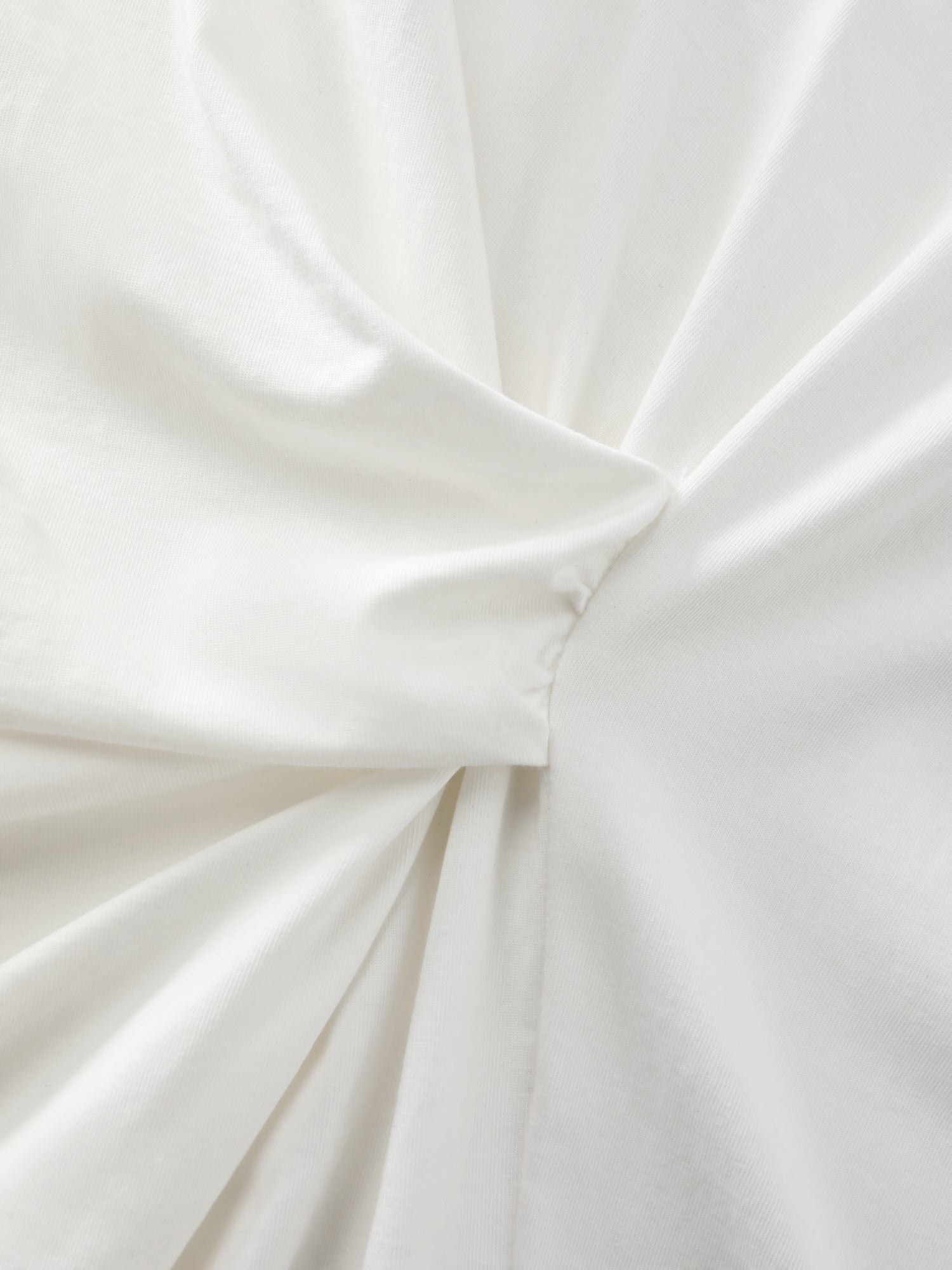 Cinched-Waist Ruched Plain Knit Top
