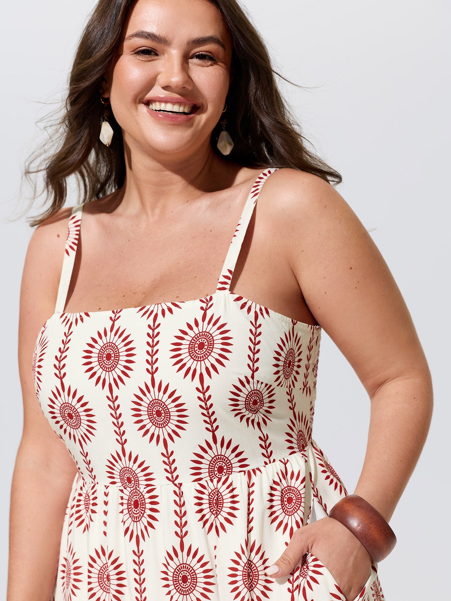 Geometric Print Tiered Sleeveless Maxi Dress