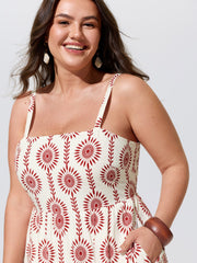 Geometric Print Tiered Sleeveless Maxi Dress