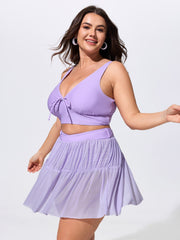 Sheer Mesh Overlap Waist Swim Skirt