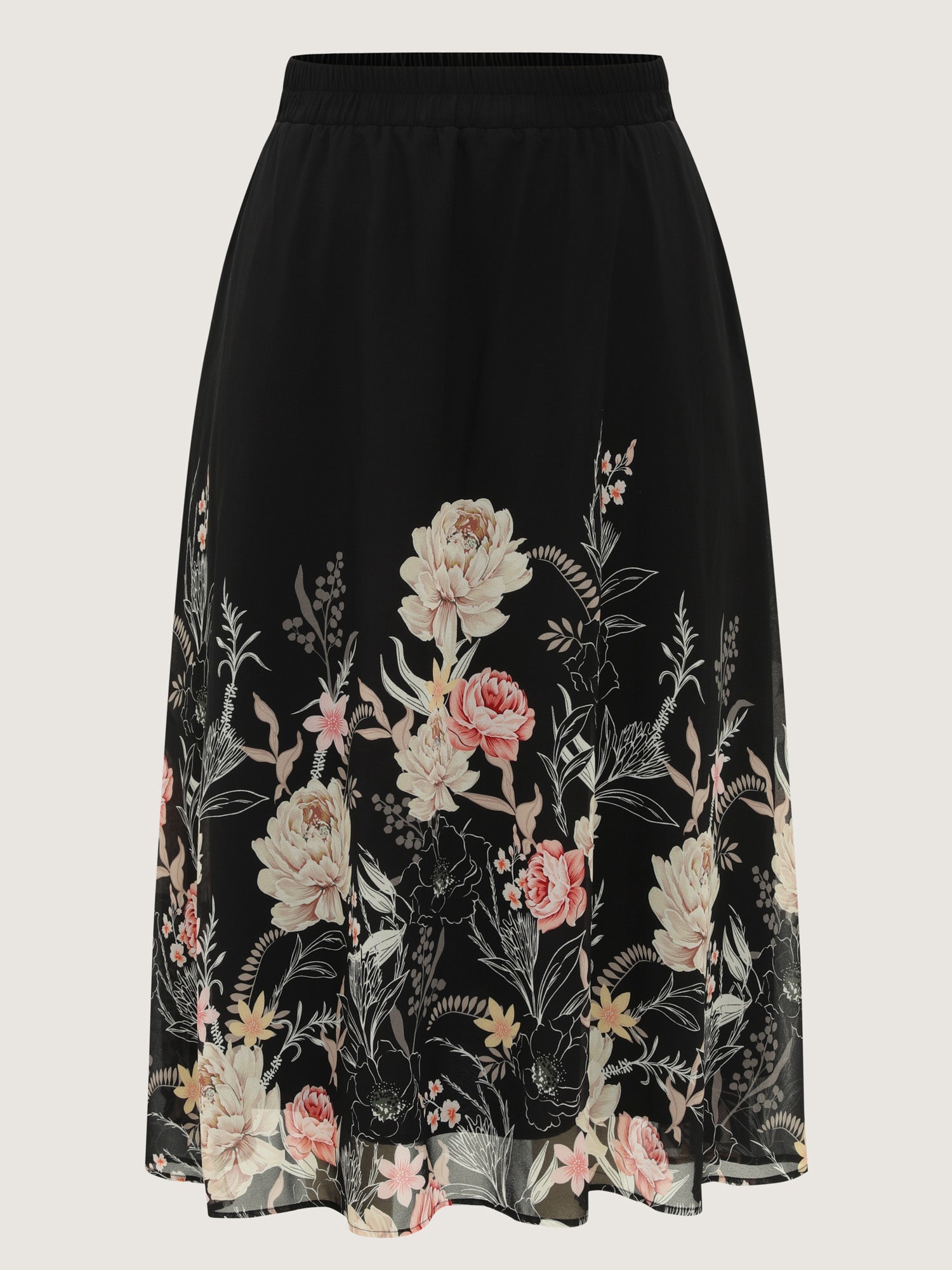 Floral Print Flowy Midi Skirt