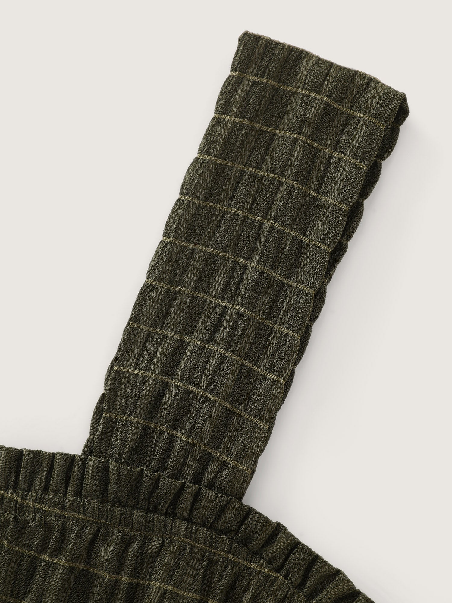 Textured Wide Straps Shirred Waist Jumpsuit