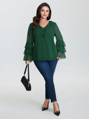Chiffon Jacquard Layered Sleeve Blouse