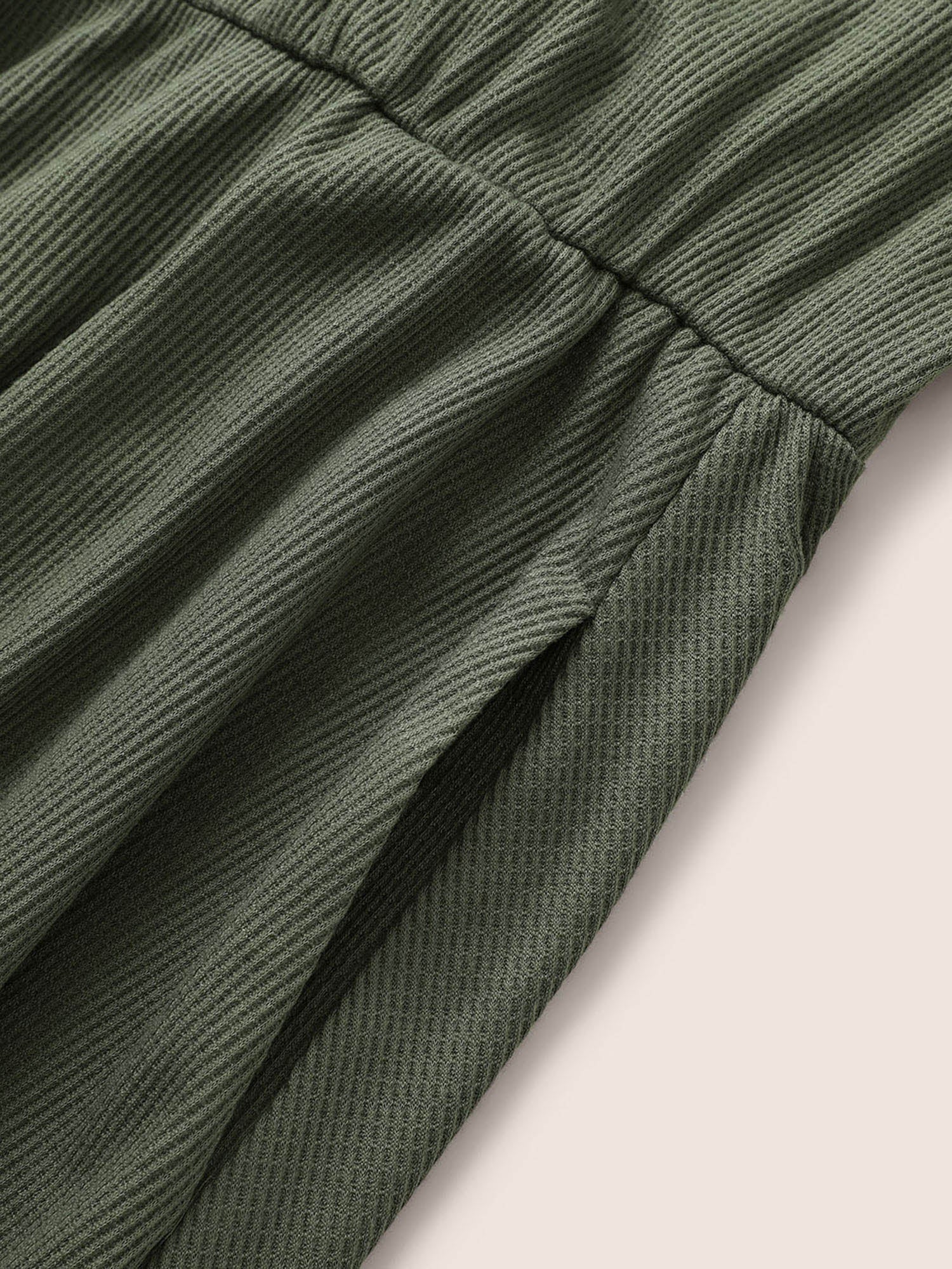 Solid Waffle Knit Button Detail Belted Dress