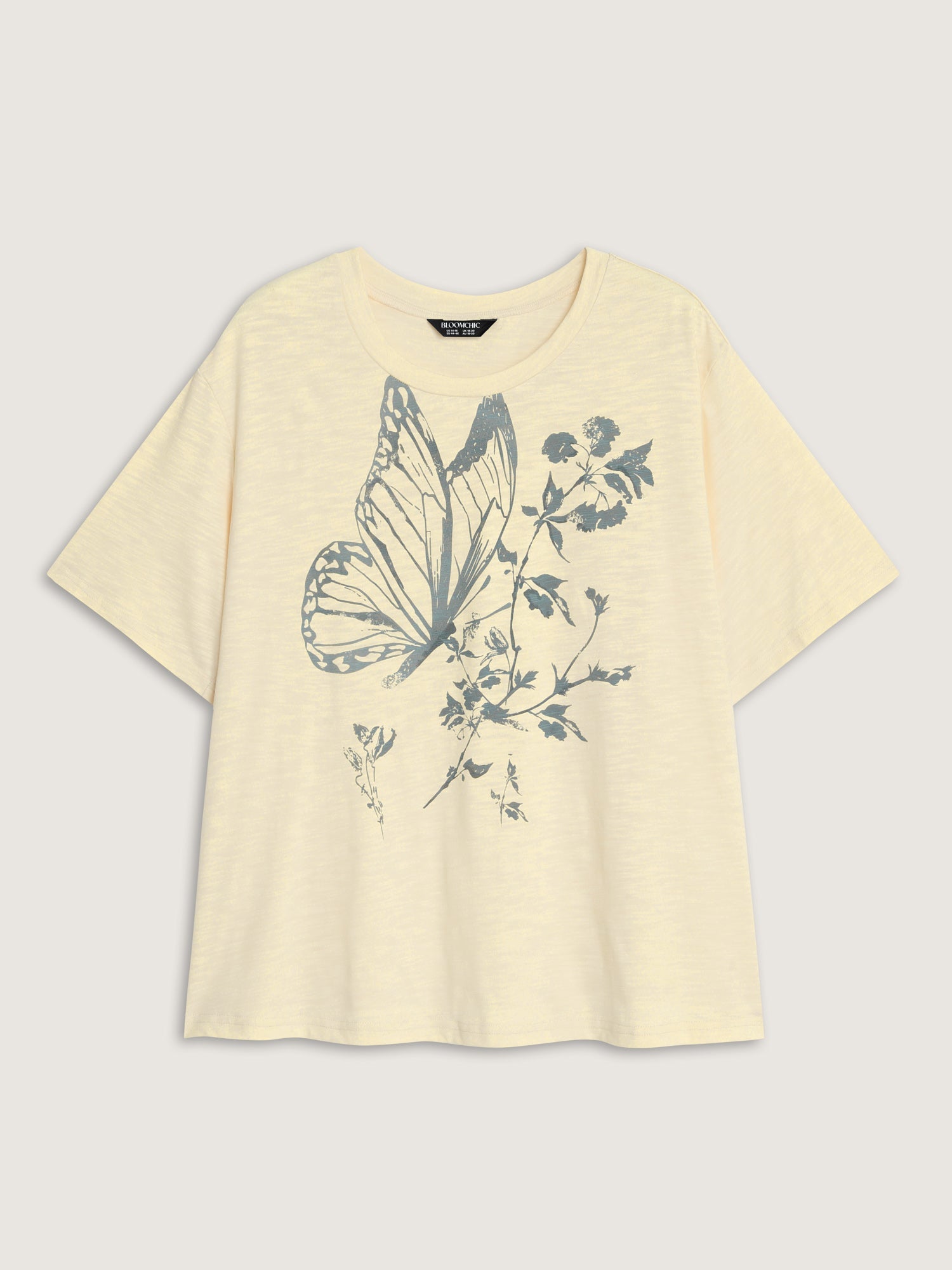 Butterfly Print Round Neck T-Shirt
