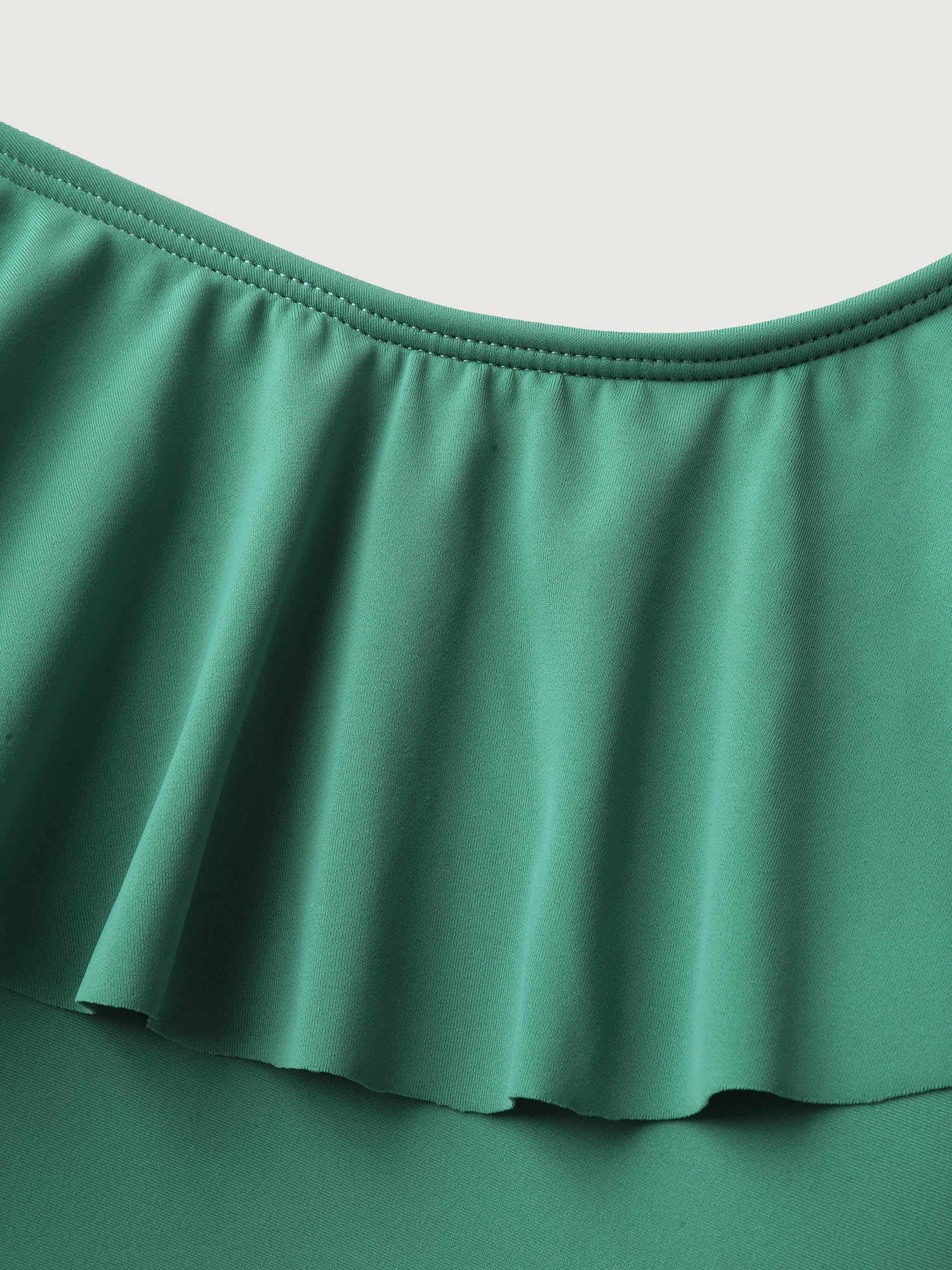 Ruffled Asymmetrical Shoulder Strap Swim Top