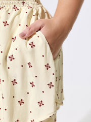 Geometric Print Wide Shirred Waist Skort