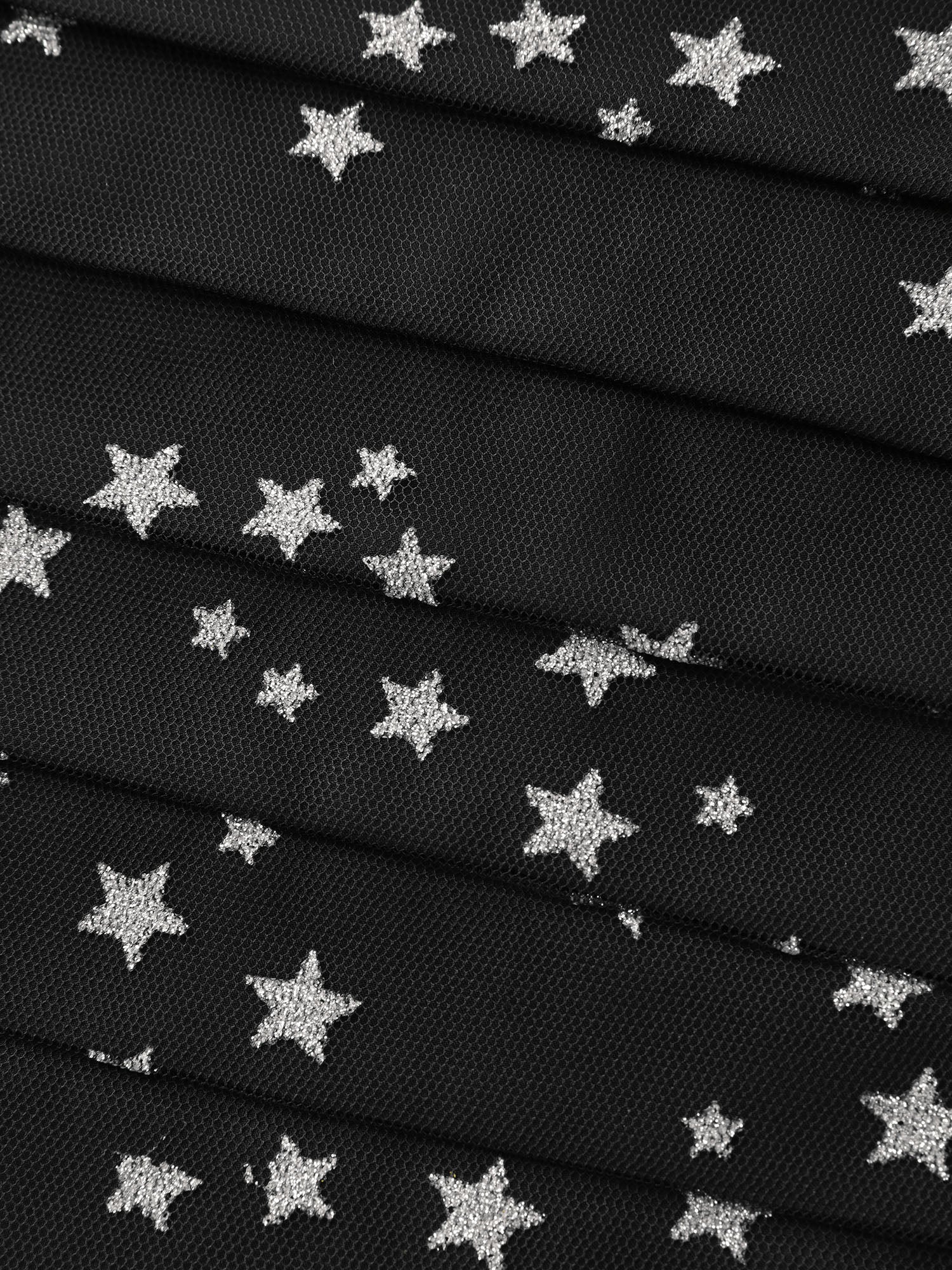 Star Moon Mesh Sequin Fit And Flare Mini Dress
